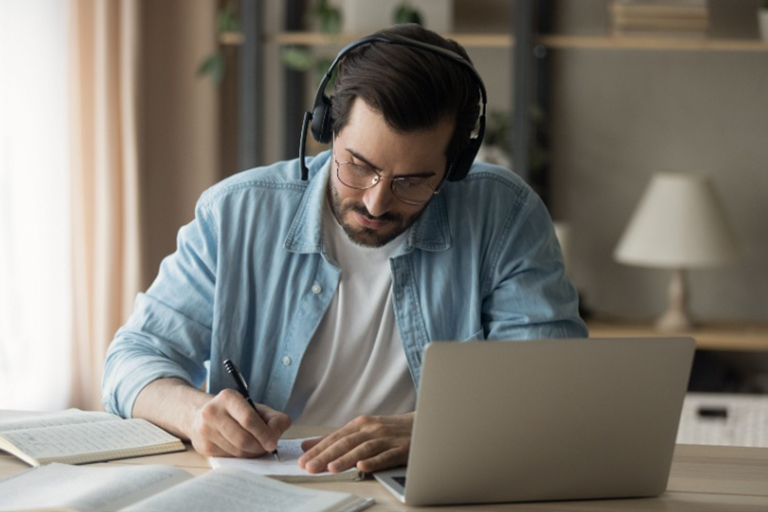 online student on their laptop
