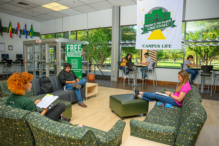 E N M U Students in the campus union building