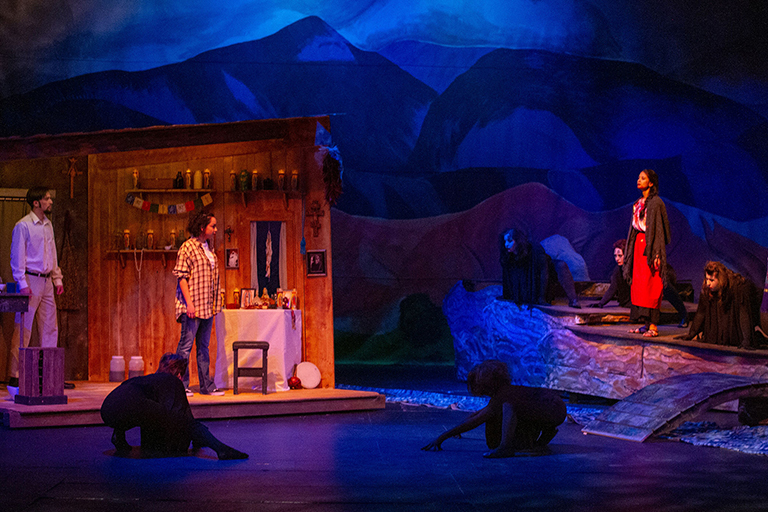 students performing and theatre play